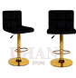 Set de 2 Taburetes de Bar Felpa Cuadriculada Giratorios Base Dorada - Miniatura 4