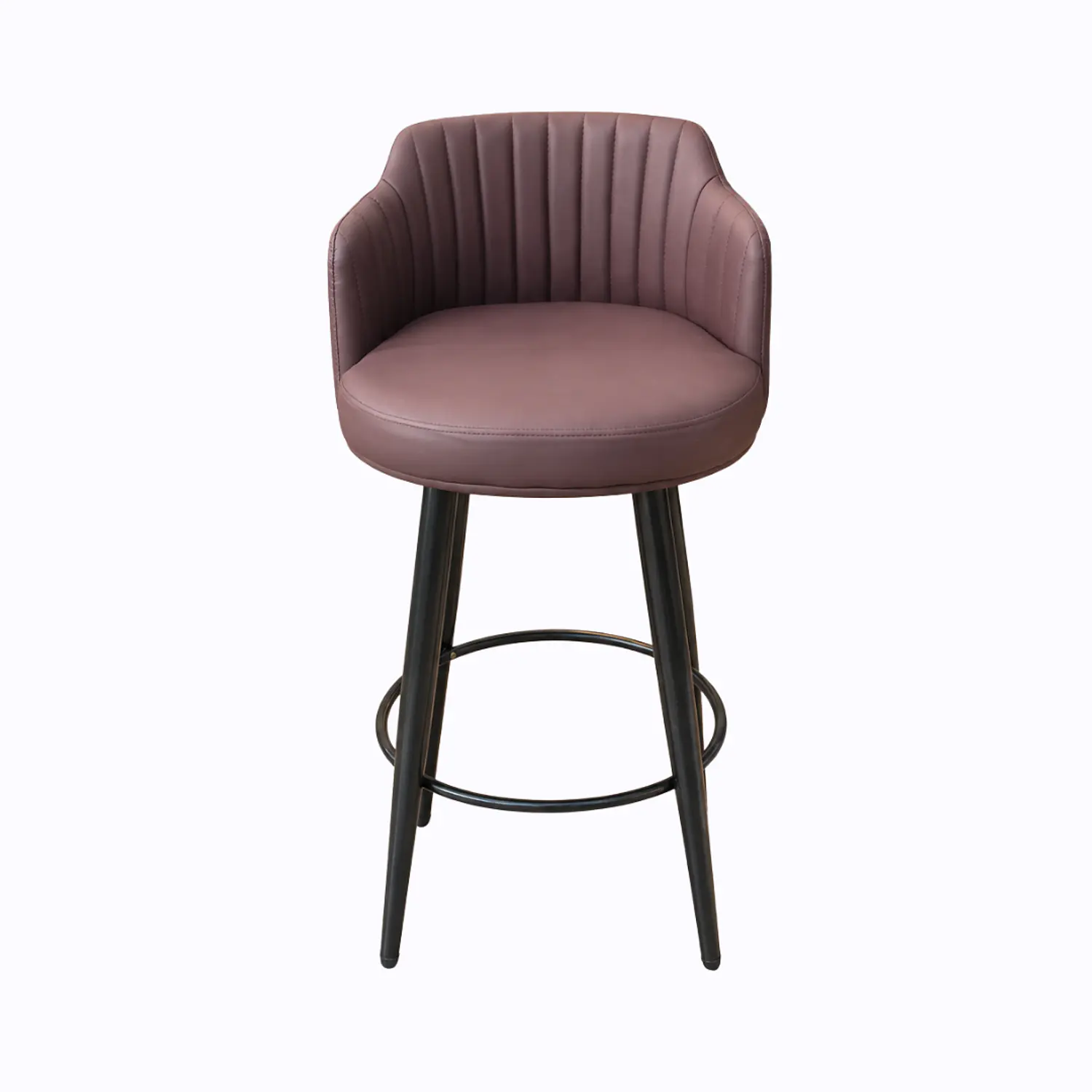 Set de 2 Taburetes de Bar 66 cm Eco Cuero Acolchados y Patas Metálicas Negras 12