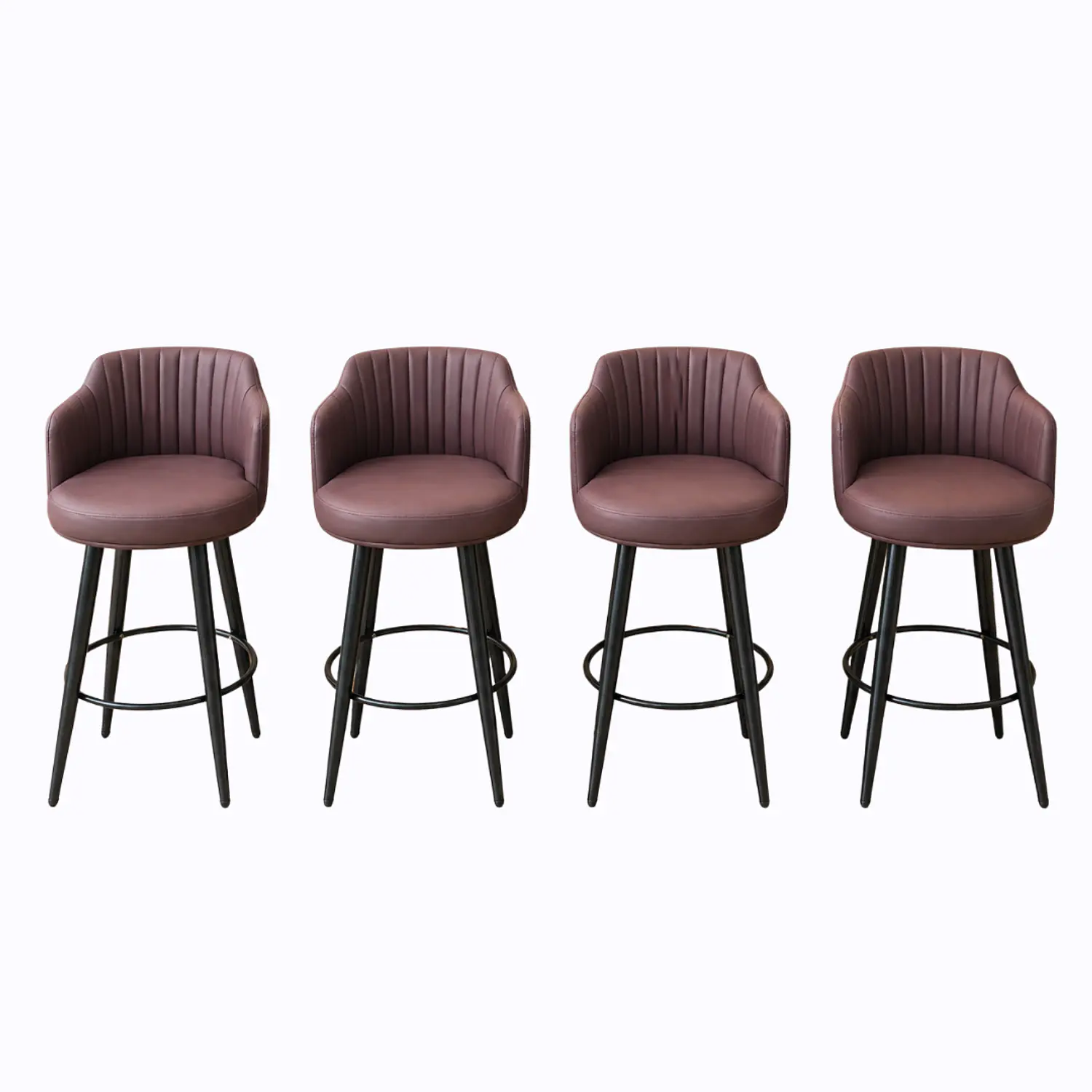 Set de 4 Taburetes de Bar de Eco Cuero Acolchados con Patas Metálicas 11