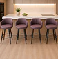 Set de 4 Taburetes de Bar de Eco Cuero Acolchados con Patas Metálicas - Miniatura 15