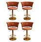 Set 4 Taburetes de Bar Giratorios Felpa Base Dorada con Posa Pies - Miniatura 2