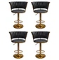 Set 4 Taburetes de Bar Giratorios Felpa Base Dorada con Posa Pies - Miniatura 1