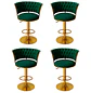 Set 4 Taburetes de Bar Giratorios Felpa Base Dorada con Posa Pies - Miniatura 4