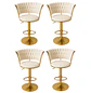 Set 4 Taburetes de Bar Giratorios Felpa Base Dorada con Posa Pies - Miniatura 3