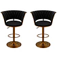 Set 2 Taburetes de Bar Trenzados Giratorios Felpa Base Dorada con Posa Pies - Miniatura 5