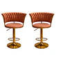 Set 2 Taburetes de Bar Trenzados Giratorios Felpa Base Dorada con Posa Pies - Miniatura 3