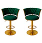Set 2 Taburetes de Bar Trenzados Giratorios Felpa Base Dorada con Posa Pies - Miniatura 6