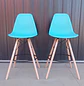 Set 2 Taburetes de Bar Eames con Patas de Madera y Apoyapiés - Miniatura 3