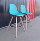 Set 2 Taburetes de Bar Eames con Patas de Madera y Apoyapiés - Miniatura 4