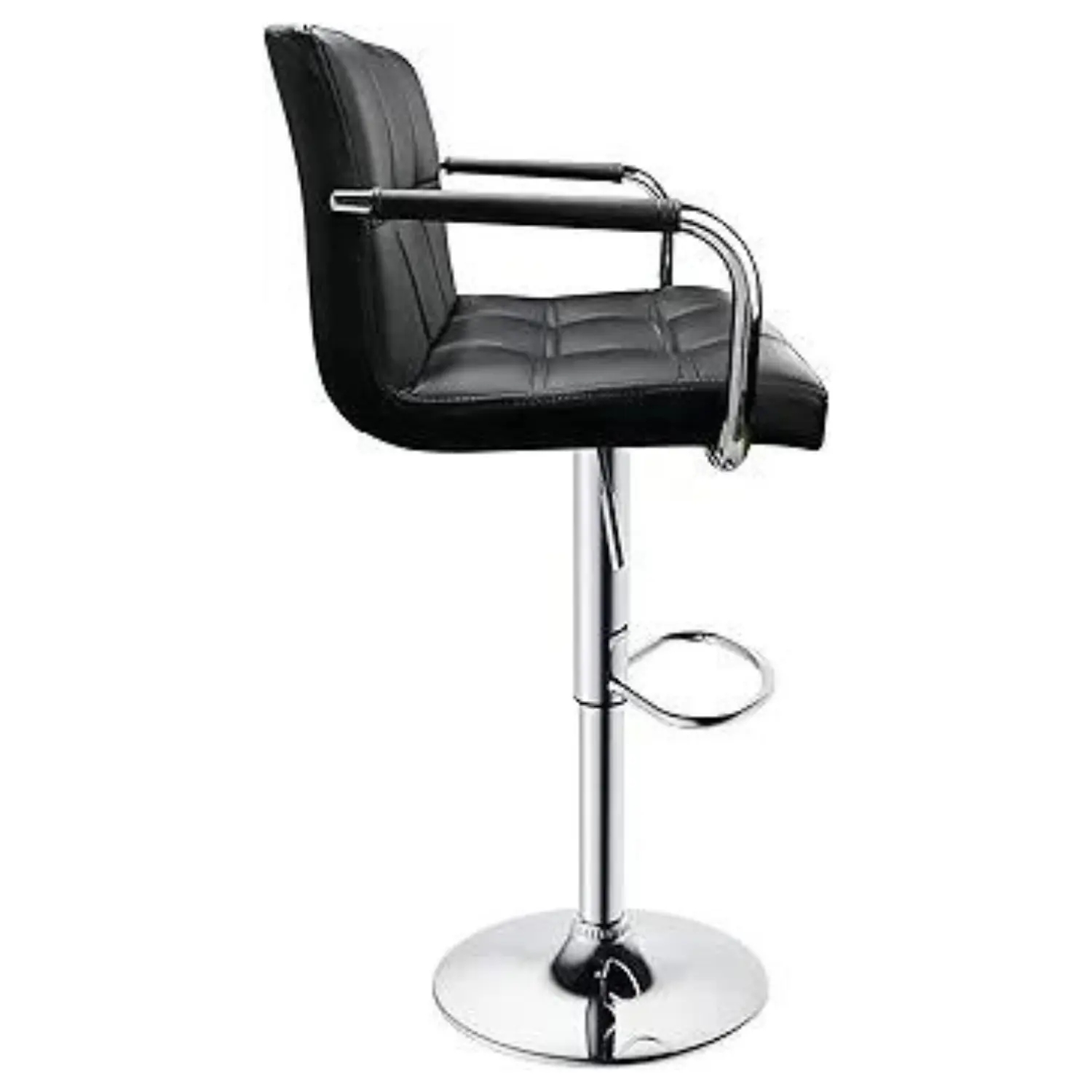 Taburete de Bar Giratorio con Apoya Brazos Base Cromada Ajustable 7