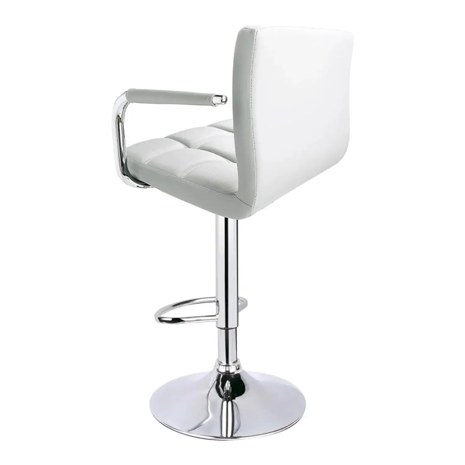Taburete de Bar Giratorio con Apoya Brazos Base Cromada Ajustable 3