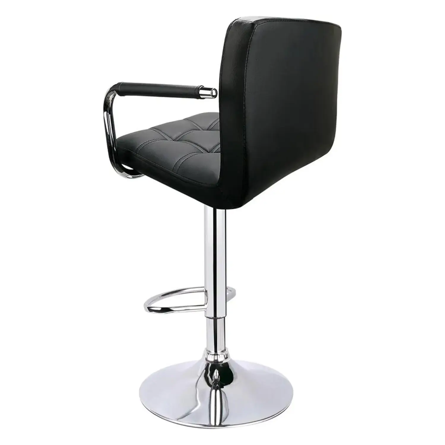Taburete de Bar Giratorio con Apoya Brazos Base Cromada Ajustable 8