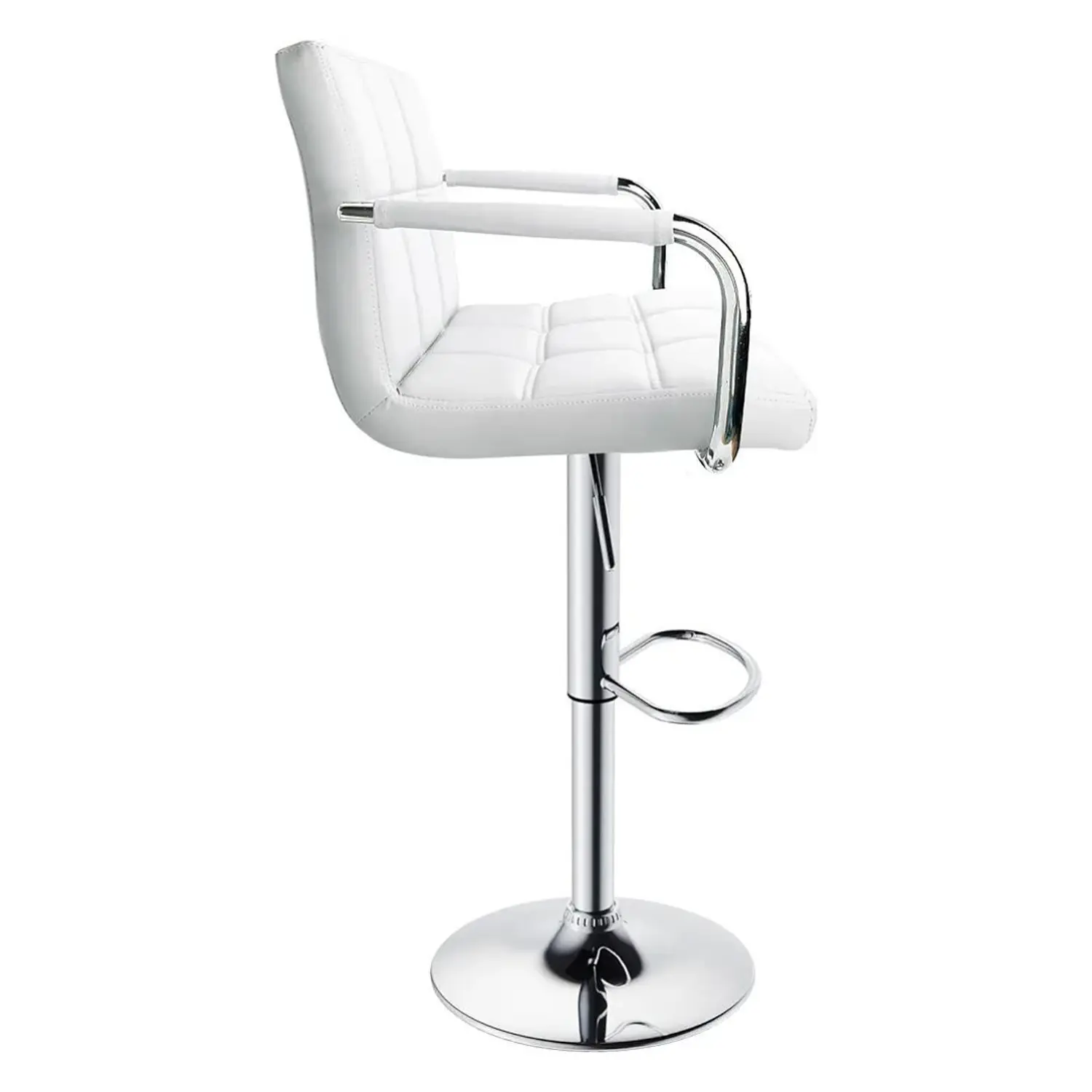Taburete de Bar Giratorio con Apoya Brazos Base Cromada Ajustable 5