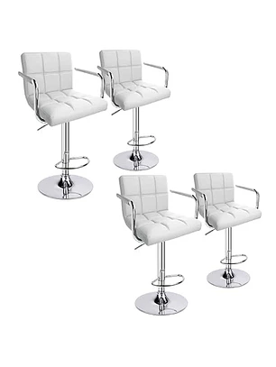Set 4 Taburetes de Bar Giratorios con Apoya Brazos y Base Cromada