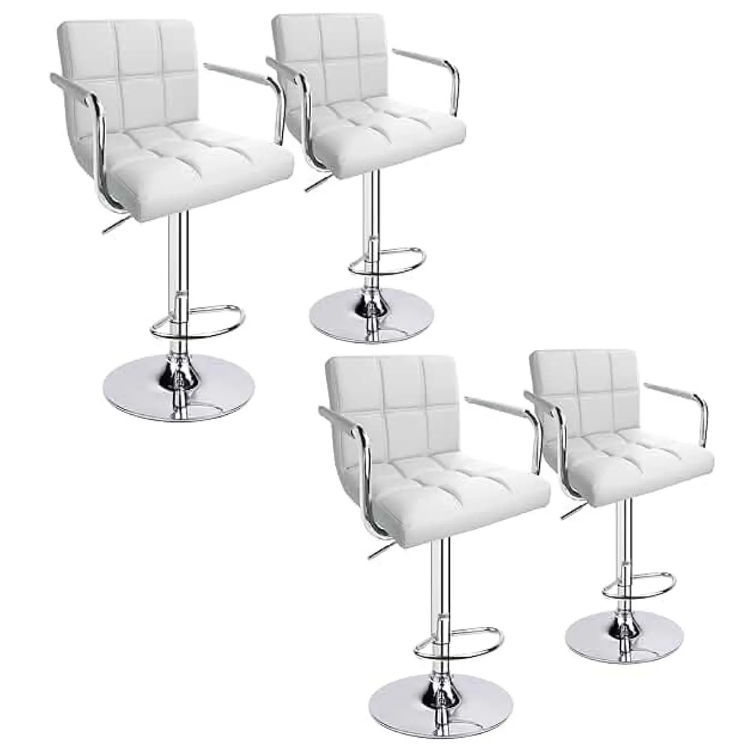 Set 4 Taburetes de Bar Giratorios con Apoya Brazos y Base Cromada 1