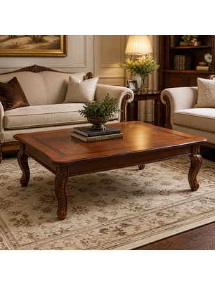 Mesa de Centro Clásica Roble Americano Madera Sólida 140x80
