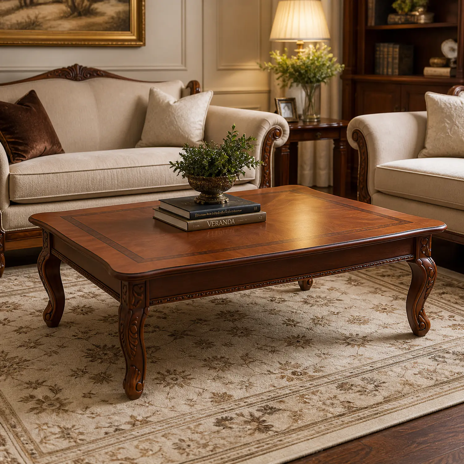 Mesa de Centro Clásica Roble Americano Madera Sólida 140x80 1
