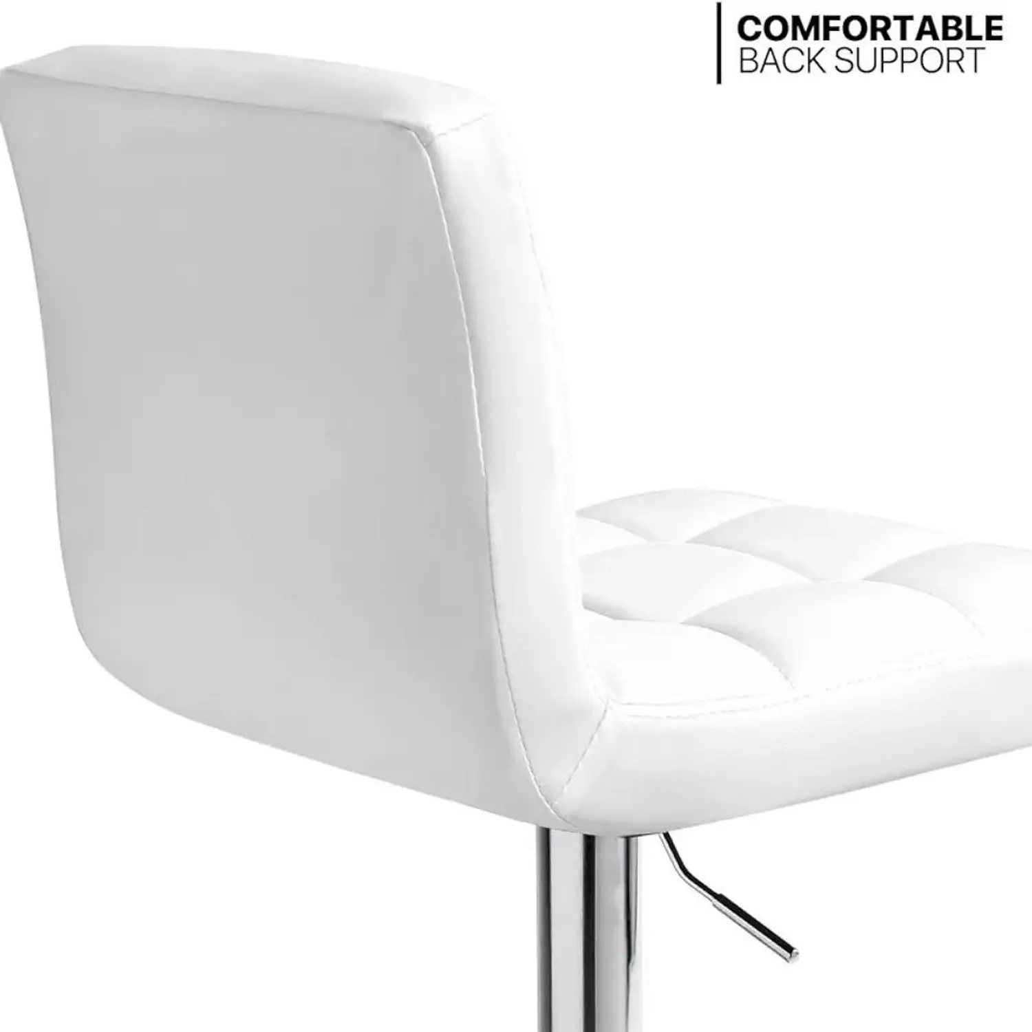 Taburete de Bar Giratorio Eco Cuero Regulable con Base Cromada y Posa Pies 8