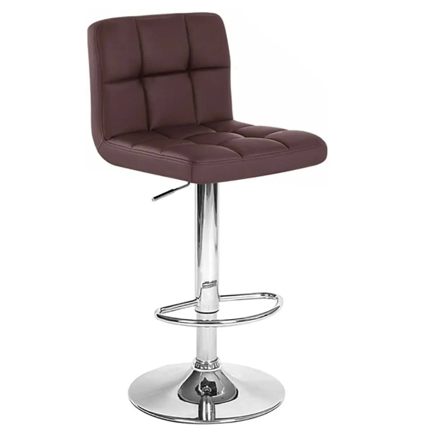 Set 4 Taburetes de Bar Giratorios Ecocuero Ajustables Base Cromada 2