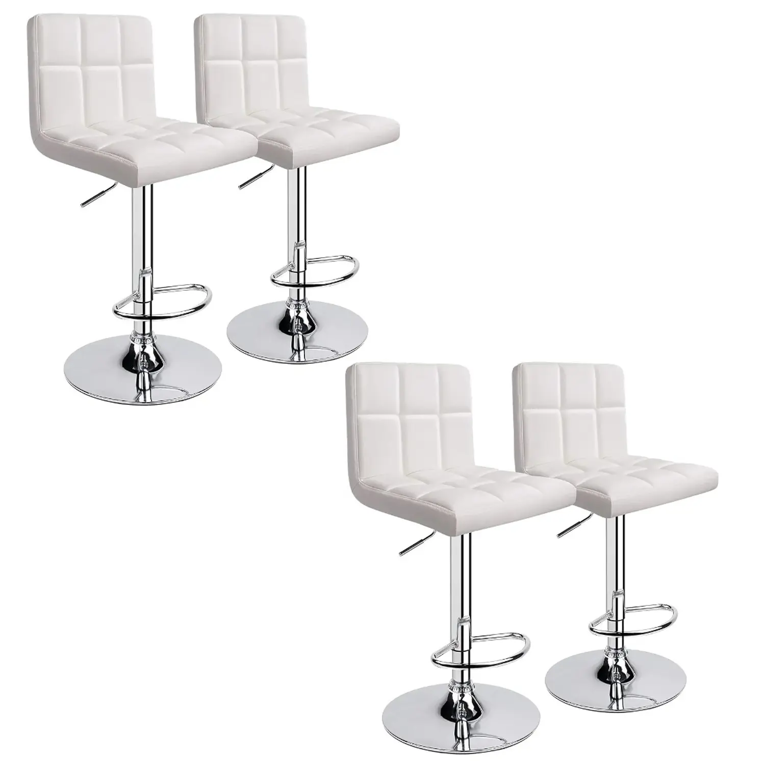 Set 4 Taburetes de Bar Giratorios Ecocuero Ajustables Base Cromada 6