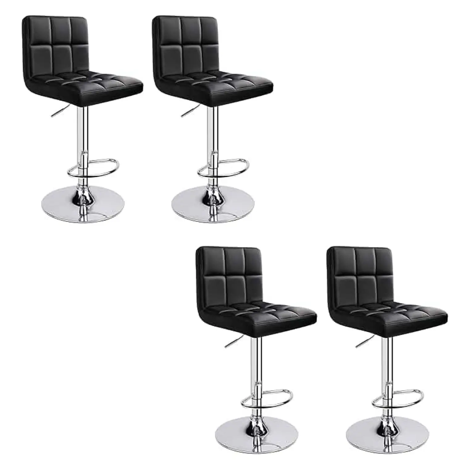 Set 4 Taburetes de Bar Giratorios Ecocuero Ajustables Base Cromada 4