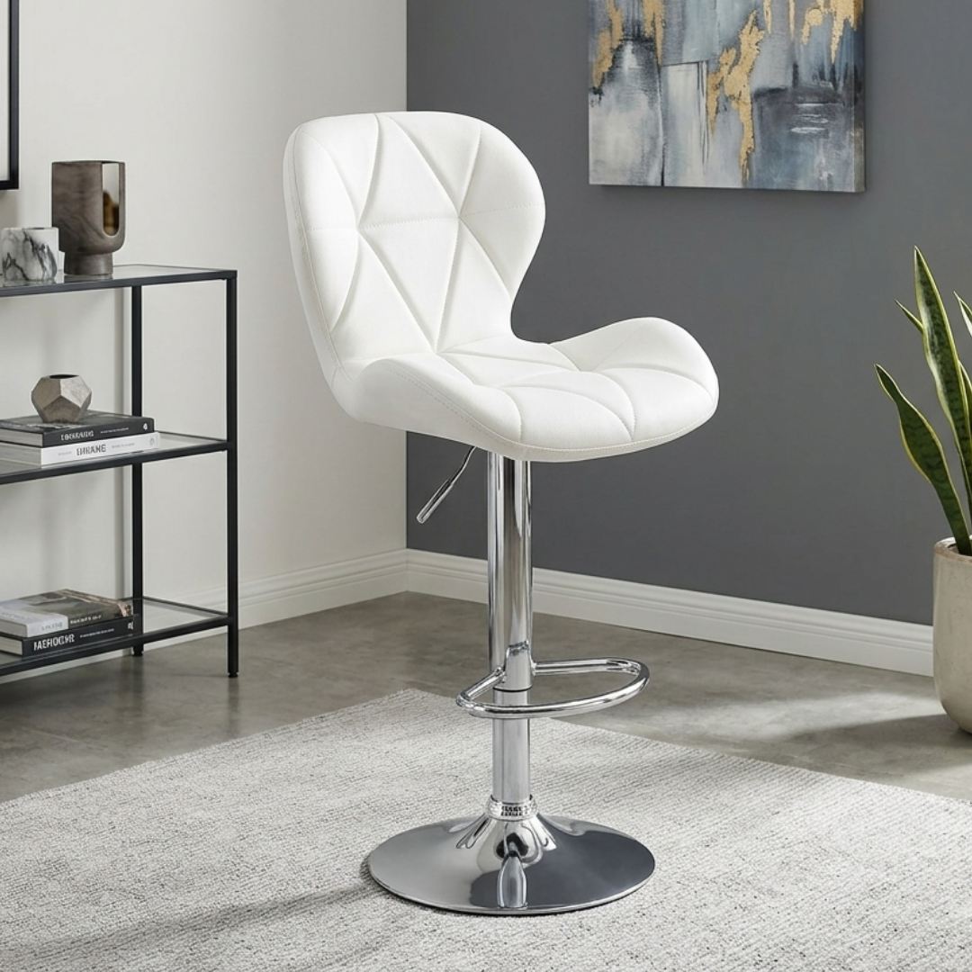 Taburete Bar Ajustable Ecocuero Base Cromada