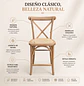 Taburete Bar Crossback Madera Haya Asiento Ratán - Miniatura 4