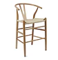 Taburete Wishbone Alto de Madera Haya con Asiento Encordado Natural - Miniatura 6