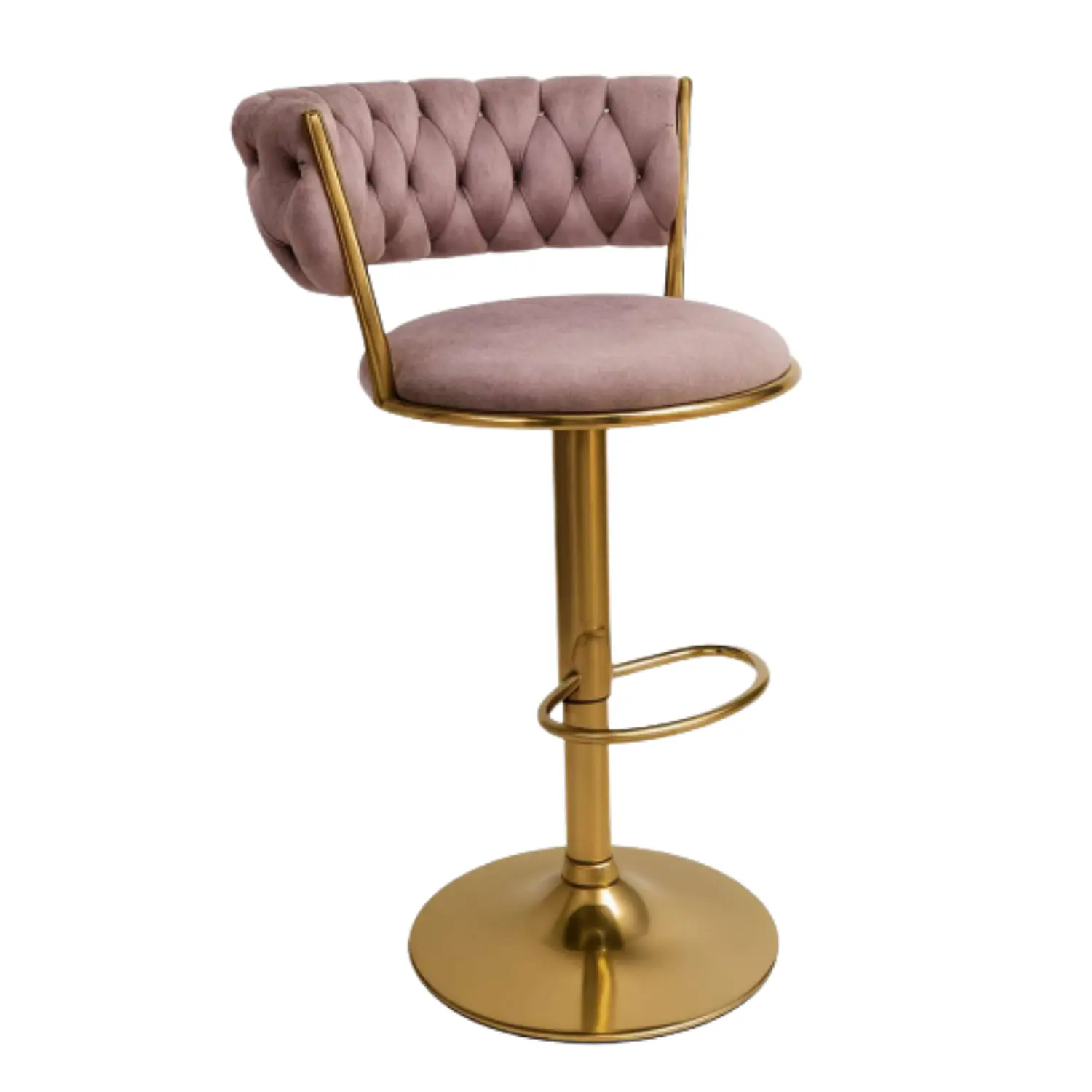 Taburete Bar Queen Dorado Ajustable en Velvet 9