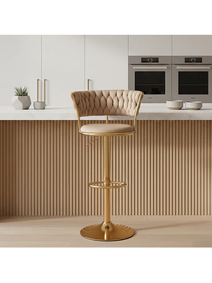 Taburete Bar Queen Dorado Ajustable en Velvet