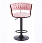 Taburete de Bar Felpa Rosa Trenzado y Base Negra - Miniatura 2