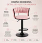 Taburete de Bar Felpa Rosa Trenzado y Base Negra - Miniatura 3