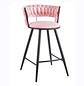 Taburete Bar Queen Fijo de Felpa Trenzado con Patas Negras de Acero - Miniatura 11