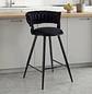 Taburete Bar Queen Fijo de Felpa Trenzado con Patas Negras de Acero - Miniatura 4