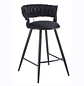 Taburete Bar Queen Fijo de Felpa Trenzado con Patas Negras de Acero - Miniatura 5