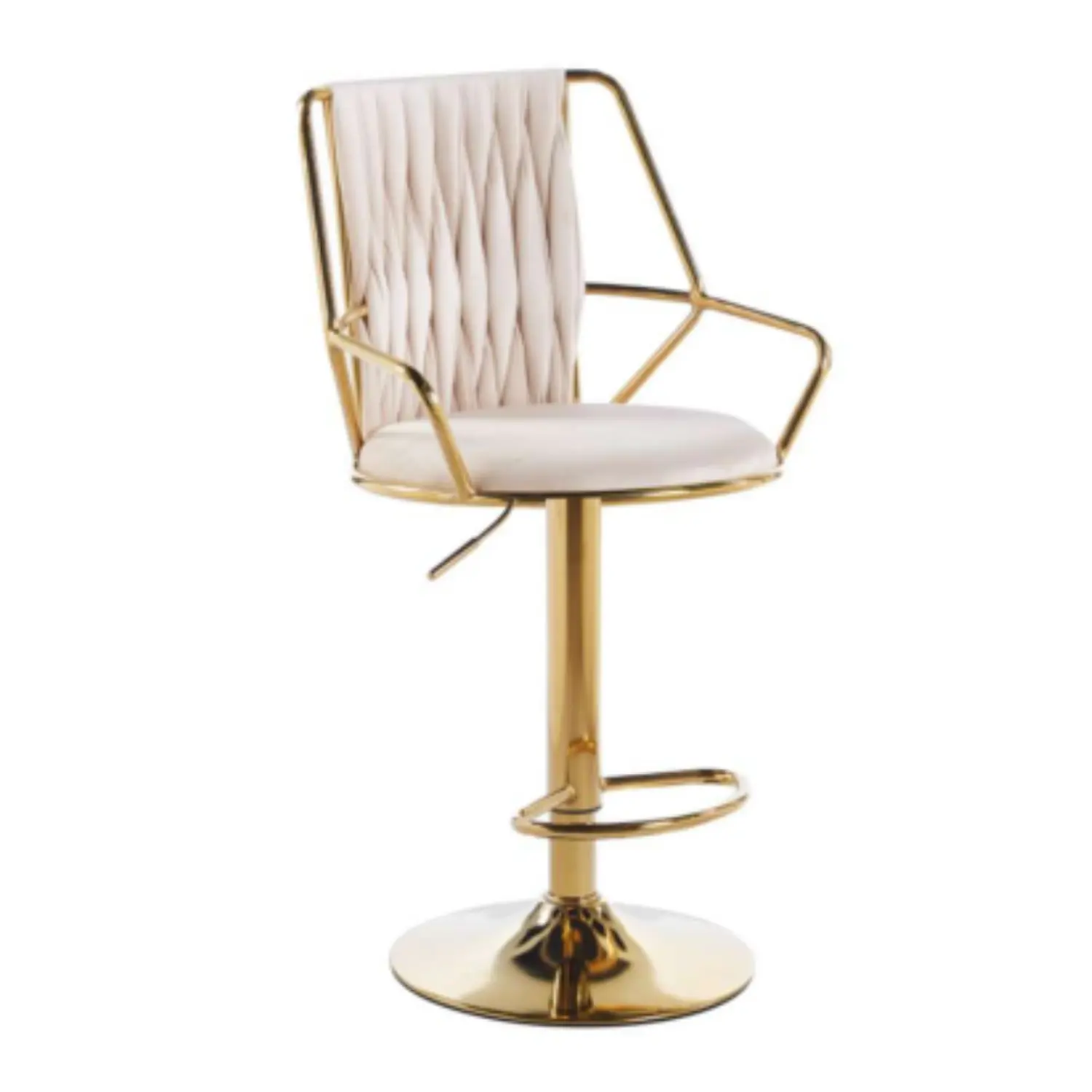 Taburete Bar Singa de Felpa con Pata Dorada Regulable 5