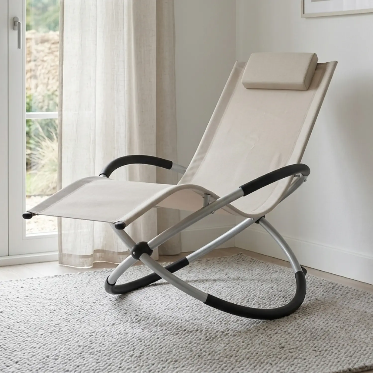 Silla Mecedora Ergonómica Plegable con Reposacabezas 1
