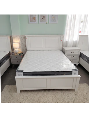 Cama de Madera Estilo Americano Blanca y Diseño Clásico