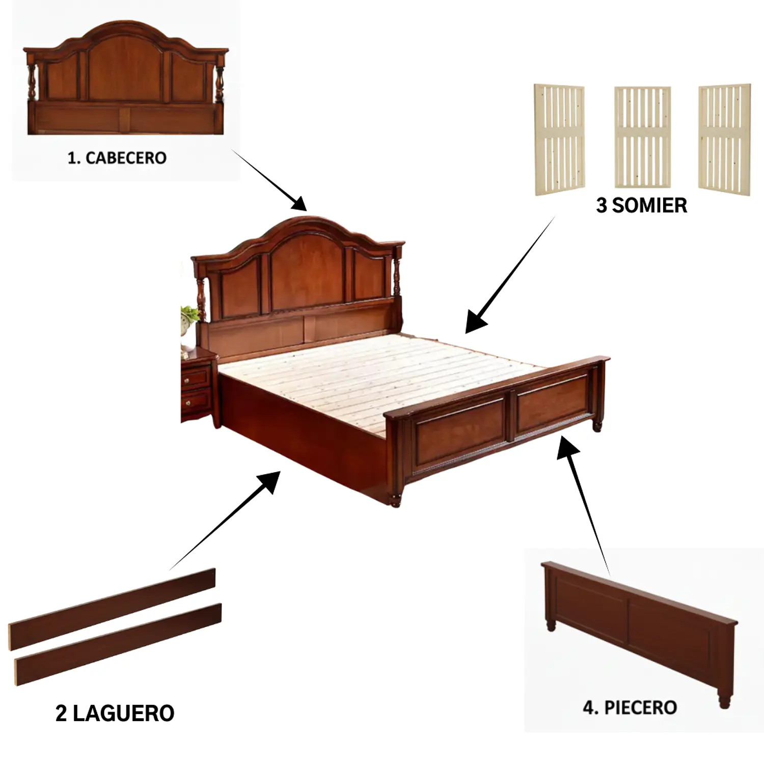 Cama Madera Cinthya Roble Americano Clásico 5