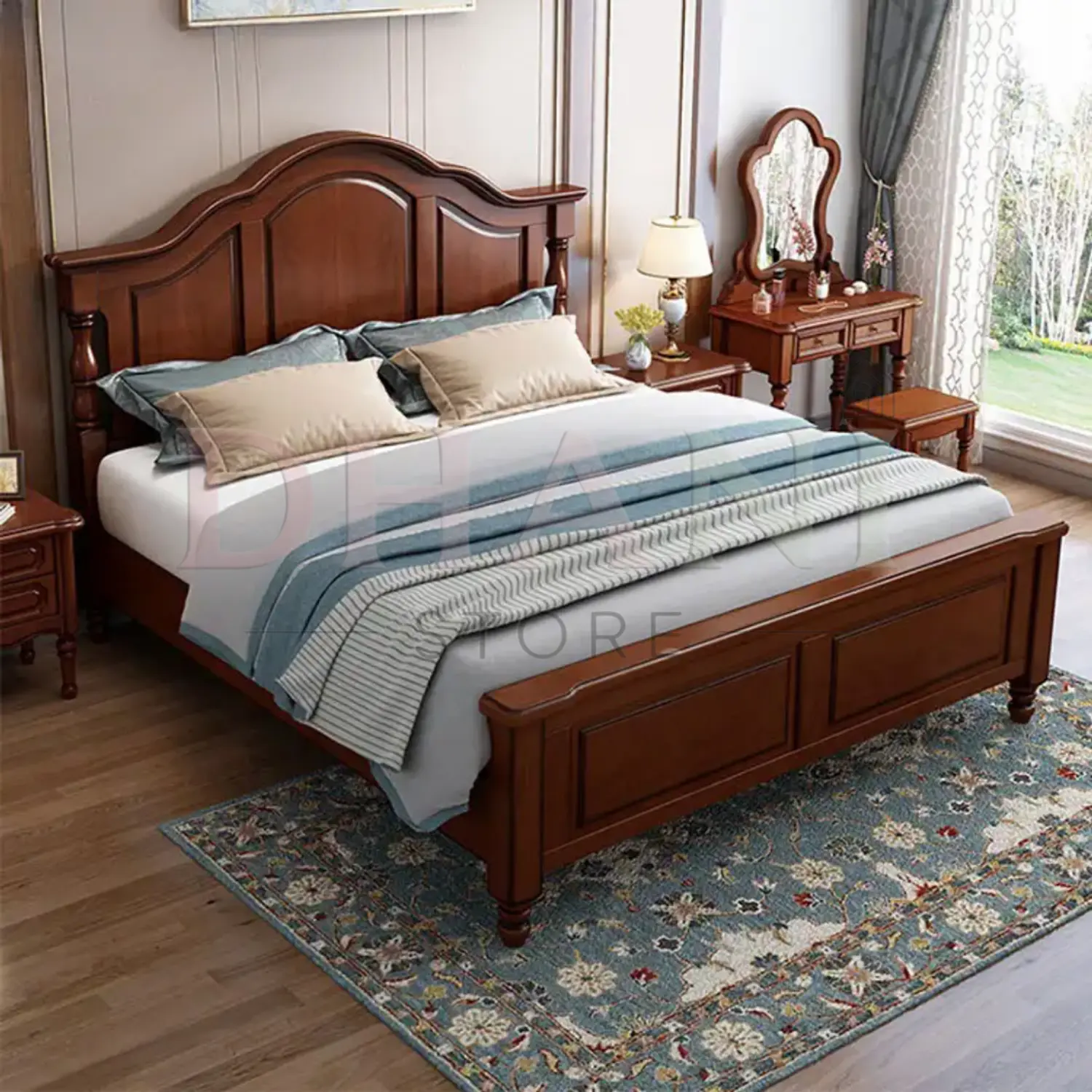 Cama Madera Cinthya Roble Americano Clásico 1