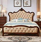Cama Matrimonial de Madera Tallada con Tapizado Capitoné Beige - Miniatura 4