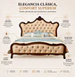 Cama Matrimonial de Madera Tallada con Tapizado Capitoné Beige - Miniatura 3