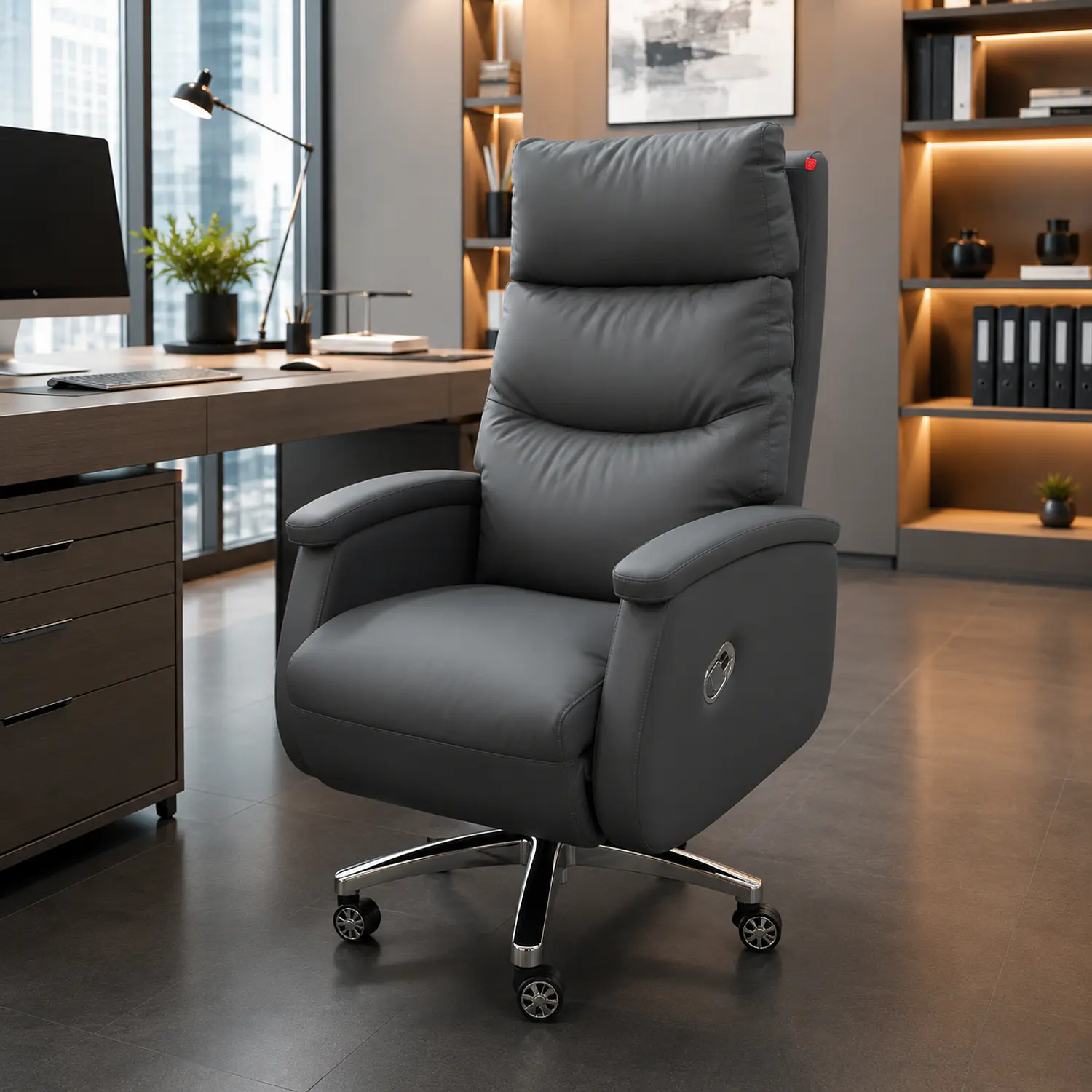 Silla de Escritorio Gerencial Ergonómica Ejecutiva con Apoya Brazos y Respaldo Alto 4