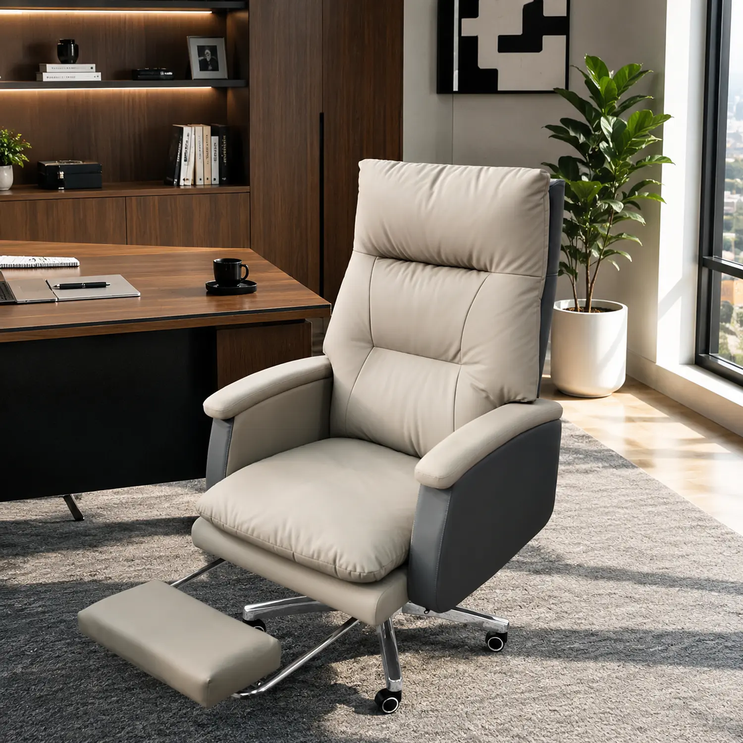 Silla de Escritorio Gerencial Ergonómica Ejecutiva con Apoya Brazos y Respaldo Alto 2