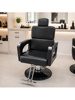 Sillón de Barbería Profesional Reclinable con Base Cuadrada y Hidráulica  Atlas Pro