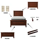 Cama Individual de Madera Color Caoba Estilo Clásico Americano - Miniatura 6