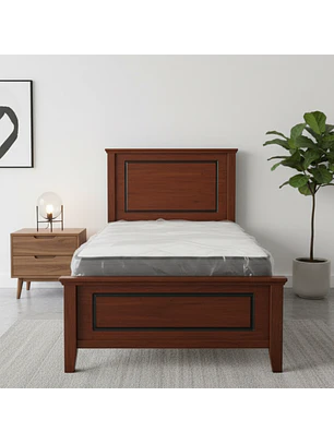 Cama Individual de Madera Color Caoba Estilo Clásico Americano
