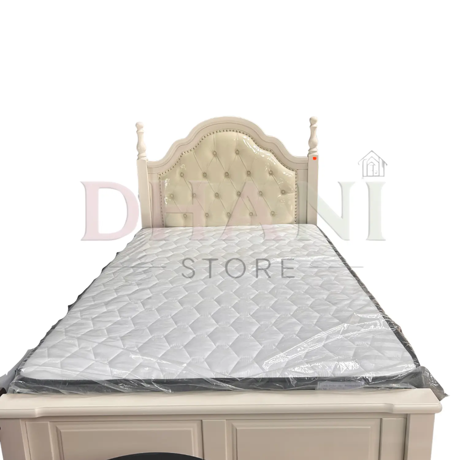 Cama Capitoné Plaza y Media Tapizada Estilo Clásico 6
