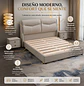 Cama Gris Tapizada con Luces LED en Respaldo - Miniatura 3
