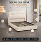 Cama Beige 2 Plazas Tapizada con Luces LED  - Miniatura 2